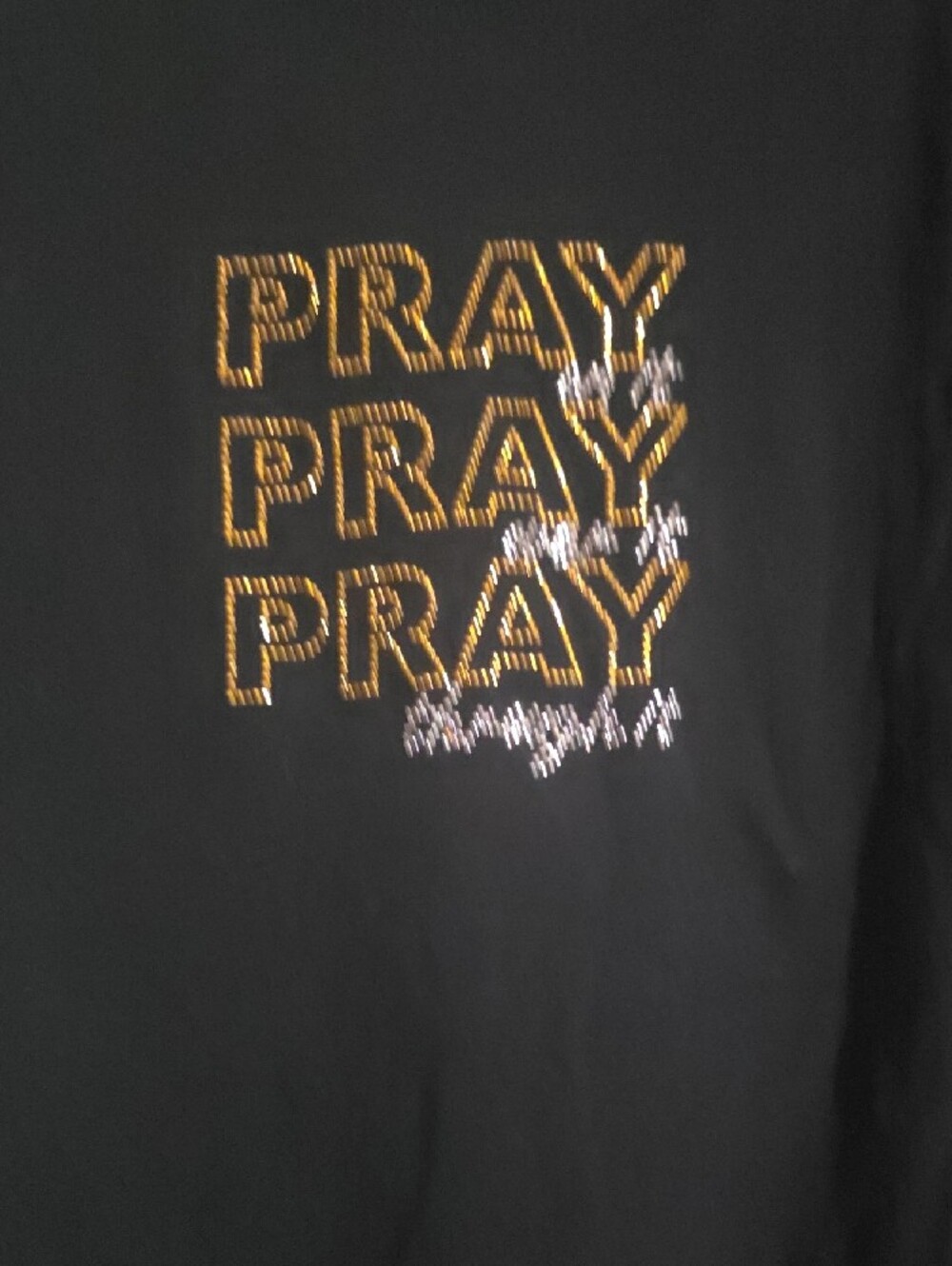 Marc I Black Rhinestone 'Pray' Short Sleeve Tee - Picture 3 of 4